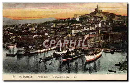 Cartes postales Marseille Vieux port Vue panoramique Bateaux