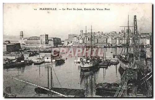 Cartes postales MArseille Le Fort Saint Jean Entree du vieux port