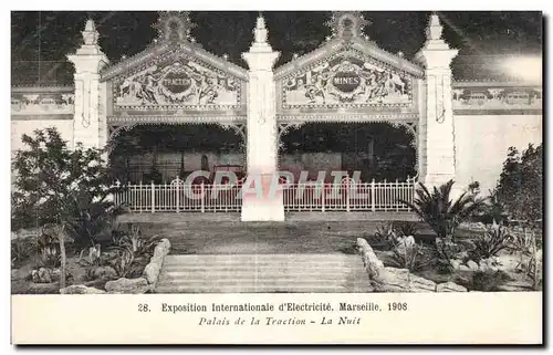 Cartes postales Marseille Exposition internationale d electricite 1908 Palais de la Traction La nuit