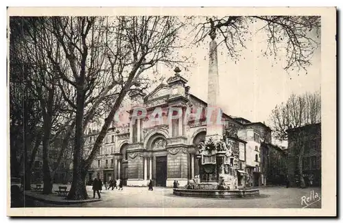 Ansichtskarte AK Aix en Provence Place des pecheurs et l eglise Sainte Marie Madeleine