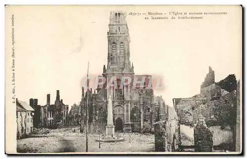 Cartes postales Militaria Mezieres L eglise et maisons environnantes au lendemain du bombardement