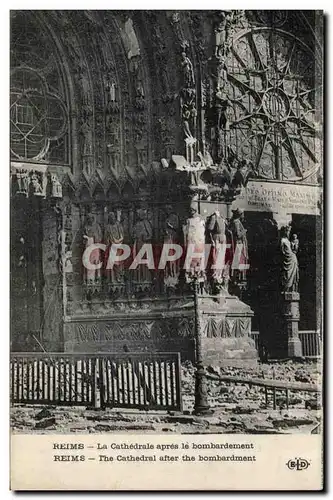 Cartes postales Militaria Reims La cathedrale apres le bombardement