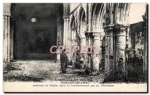 Ansichtskarte AK Militaria Sermaize les Bains Interieur de l eglise apres le bombardement par les allemands