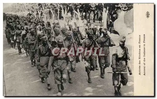 Cartes postales Militaria Regiment arrivee des Indous en France