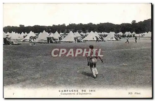 Ansichtskarte AK Militaria Campagne de 1914 Campement d infanterie