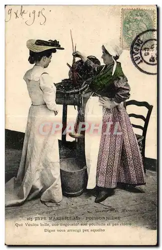 Cartes postales En Provence Type Marseillais Une poissonniere Folklore costume