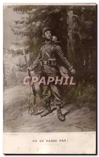 Cartes postales Militaria soldat On ne passe pas ! poilu