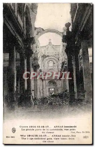 Cartes postales Arras bombarde La grande porte de la cathedrale