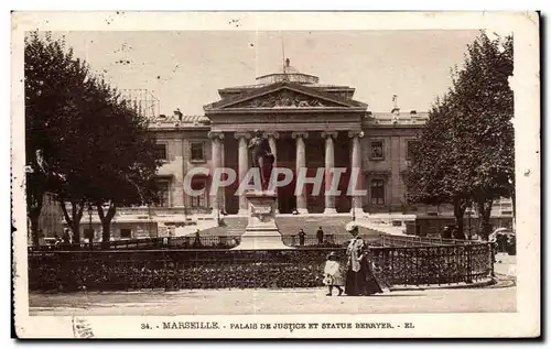 Marseille - Palais de Justice et Statue Berryer - Ansichtskarte AK