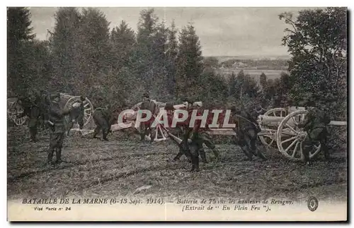 Cartes postales Militaria Bataille de la Marne Batterie de 75 Revigny Canons