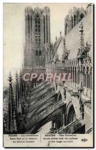 Cartes postales Militaria Reims La cathedrale Tour sud et galerie du grand comble