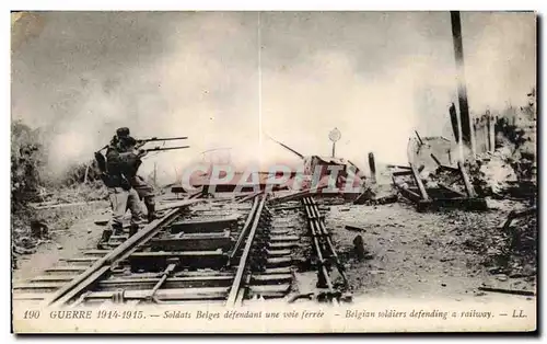 Ansichtskarte AK Militaria Soldats belges defendant une voie ferree