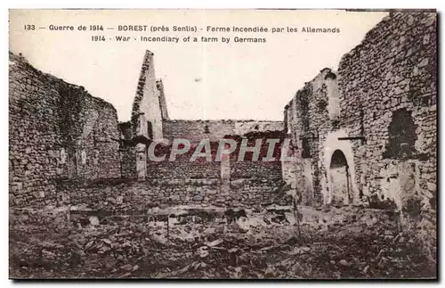 Cartes postales Militaria Borest Ferme incendiee par les Allemands