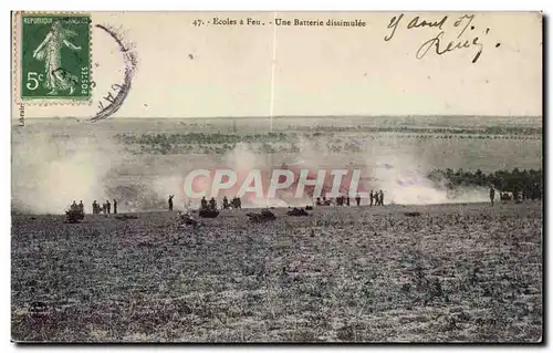 Cartes postales Militaria Ecoles a feu Une batterie dissimulee