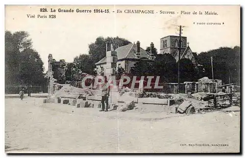 Cartes postales Militaria Suippes Place de la mairie