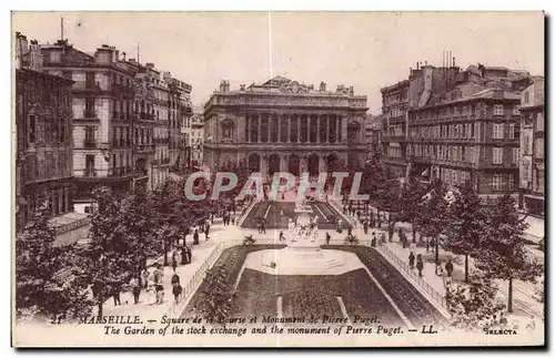 Ansichtskarte AK Marseille Square de la Bourse et monument Pierre Puget