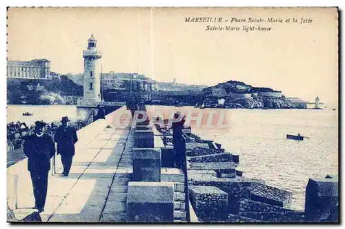 Ansichtskarte AK Marseille Phare Sainte Marie et la jetee Lighthouse