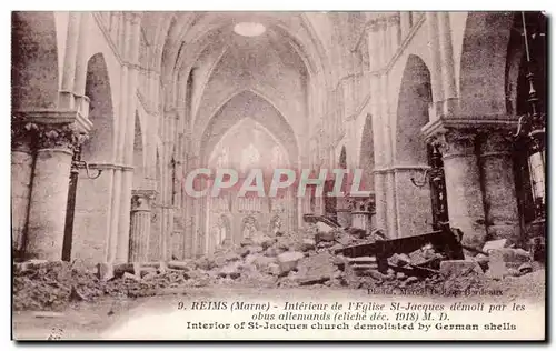 Ansichtskarte AK Militaria Reims Interieur de l eglise St Jacques demoli par les obus allemands