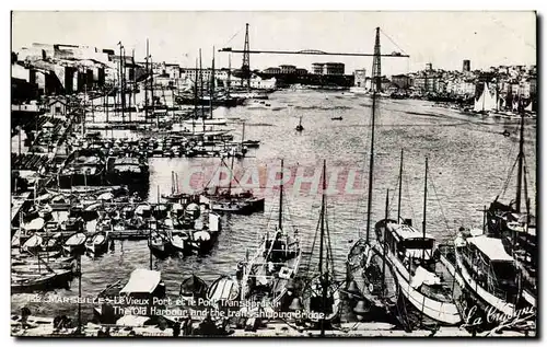 Marseille - Le Vieux Port et le Pont Transbordeur Bateaux - Ansichtskarte AK