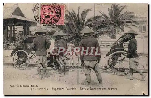 Marseille - Exposition Coloniale 1922 - Boys et leur pousses pousses - Cartes postales