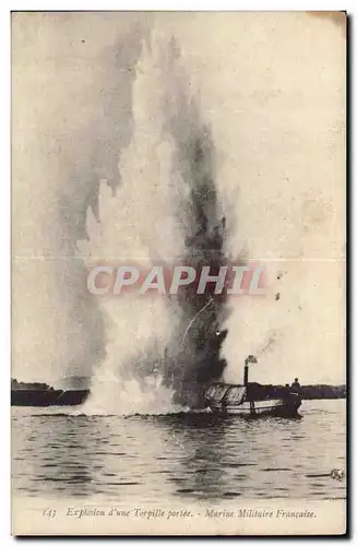 Cartes postales Militaria Explosion d une torpille portee Marine militaire francaise