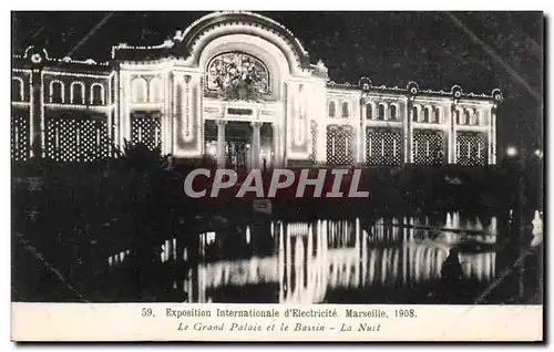 Marseille - Exposition Internationale d Electricite 1908 - Le Grand Palais - La Nuit - Ansichtskarte AK