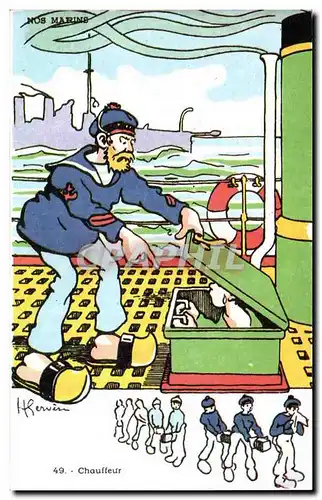 Cartes postales moderne Militaria Humour Gervese Chauffeur Nos marins