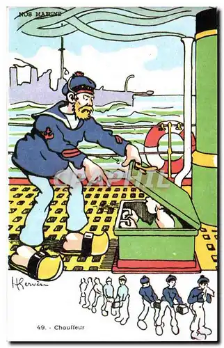 Moderne Karte Militaria Humour Gervese Chauffeur Nos marins