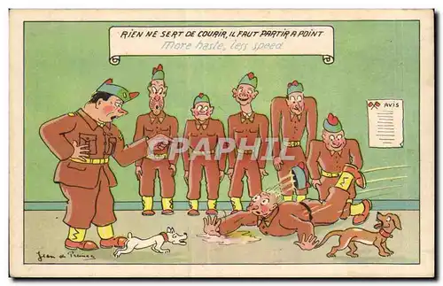 Cartes postales moderne Militaria Humour Rien ne sert de courir il faut partir a point