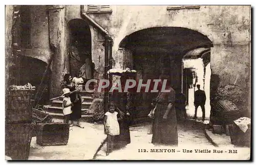 Menton - Une Vieille Rue Femmes et enfants - Ansichtskarte AK