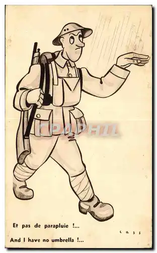 Ansichtskarte AK Fantaisie Militaria Cass Et pas de parapluie Illustrateur