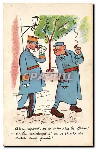 Cartes postales Fantaisie Humour Militaria Alors caporal Cigarette
