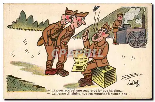 Cartes postales Fantaisie Humour Militaria La guerre c est une oeuvre de longue haleine Le canard
