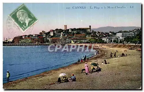 Cannes - La Plage et le Mont Chevalier - Cartes postales