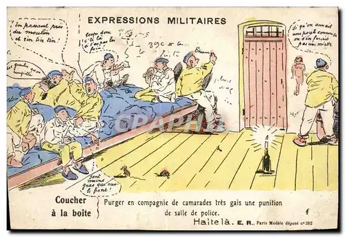 Ansichtskarte AK Fantaisie Militaria Humour Expressions militaires Coucher a la boite