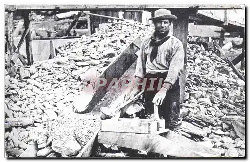 Pioneer Postcards - Billy Phinney washing tailings with a hand rocker on the Caledonia claim on Will