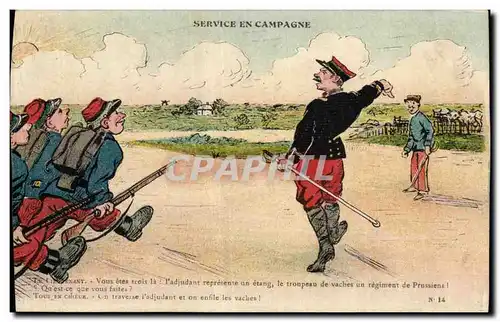 Cartes postales Fantaisie Militaria Service en campagne Uniforme