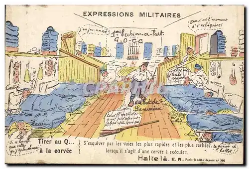 Ansichtskarte AK Fantaisie Militaria Humour Expressions militaires Tirer qu Q a la corvee