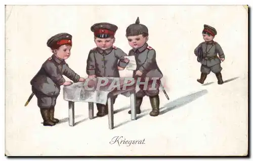 Cartes postales Fantaisie Militaria Humour Kriegsrat Enfants