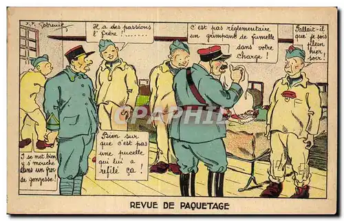 Cartes postales Fantaisie Militaria Humour REvue de paquetage