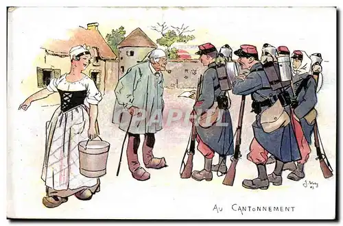 Militaria - Humoristique - Humour - Illustration - Au Cantonnement - Cartes postales