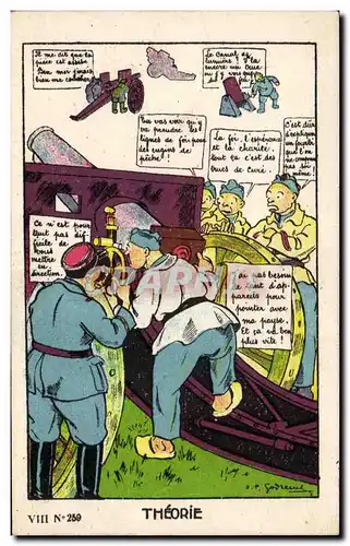 Militaria - Humour - Humoristique - Illustration Canon Theorie - Cartes postales