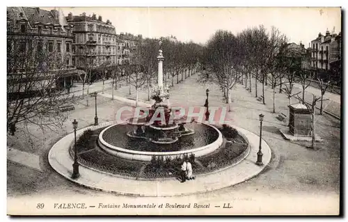 Valence - Fontaine Monumentale et Boulevard Bacel - Cartes postales