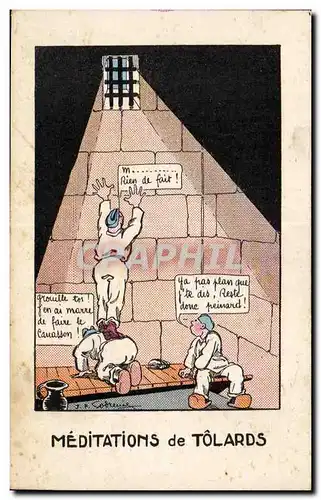 Militaria - Humour - Humoristiques - Illustration Meditations de tolards Prison - Cartes postales