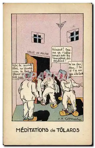 Militaria - Humour - Humoristiques - Illustration Meditations de tolards Prison - Cartes postales