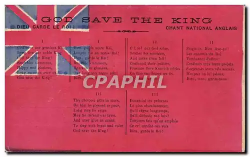 Militaria - Illustration - God Save the King - Dieu Garde le Roi - Chant National Anglais - Cartes postales