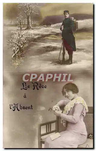 Cartes postales Fantaisie Militaria Le reve a l absent Femme