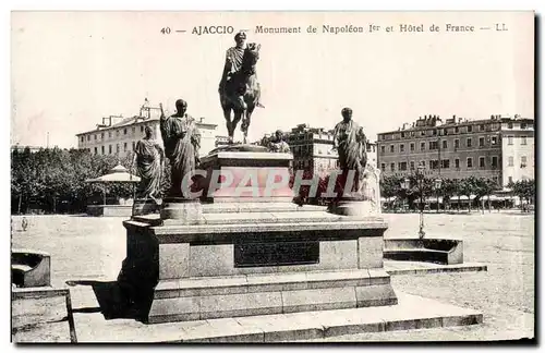 Cartes postales Corse Corsica Ajaccio Monument de Napoleon 1er et Hotel de France