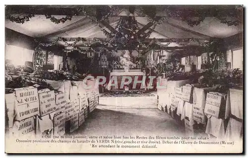 Cartes postales Militaria Ossuaire provisoire des champs de bataille de Verdun