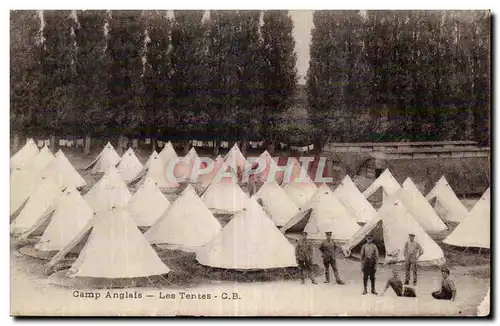 Cartes postales Militaria Camp anglais Les tentes